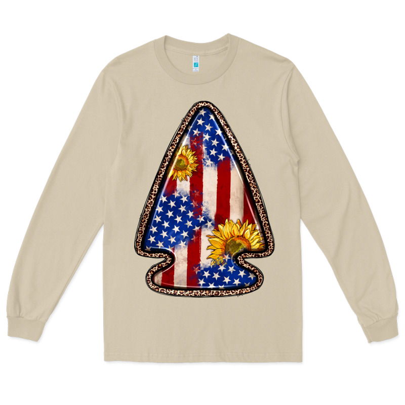 American Flag Sunflower Arrowhead Long Sleeve Tee by Zillion Design Studio | Teevron