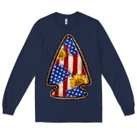Navy American flag sunflower arrowhead Long Sleeve Tee - Zillion Design Studio