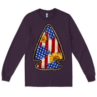 Plum American flag sunflower arrowhead Long Sleeve Tee - Zillion Design Studio