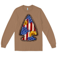 Toasted Coconut American flag sunflower arrowhead Long Sleeve Tee - Zillion Design Studio