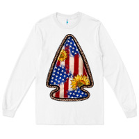 White American flag sunflower arrowhead Long Sleeve Tee - Zillion Design Studio