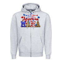 Heather Grey American mama Zipper Hoodie - Neo Western