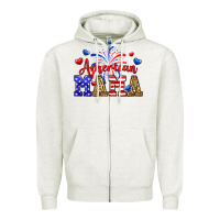 Oatmeal Heather American mama Zipper Hoodie - Neo Western
