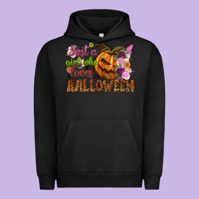 Just A Girl Who Loves Halloween Urban Hoodie Designed By Nancycooperartshop