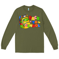 Army Green back to school with school bag Long Sleeve Tee - texasbilliewilder