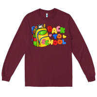 Burgundy back to school with school bag Long Sleeve Tee - texasbilliewilder