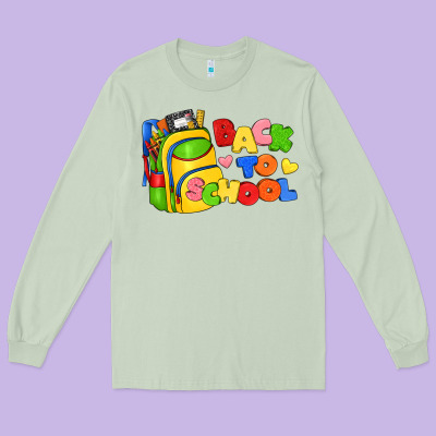 Back To School With School Bag Long Sleeve Tee Designed By Texasbilliewilder