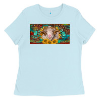 Baby Blue merino ram license plate Ladies Tee - BarkalooDesign