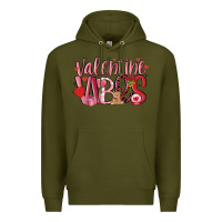 Army Green valentine vibes Premium Hoodie - MaliasSmallBusiness