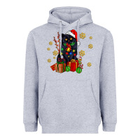 Black Cat Meowy Christmas Heavyweight Hoodie | Teevron
