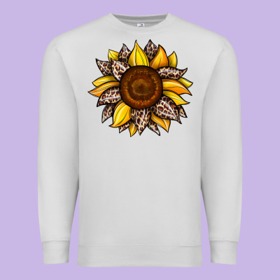Sunflower Leopard Premium Sweatshirt Designed By Jahusdesignshop