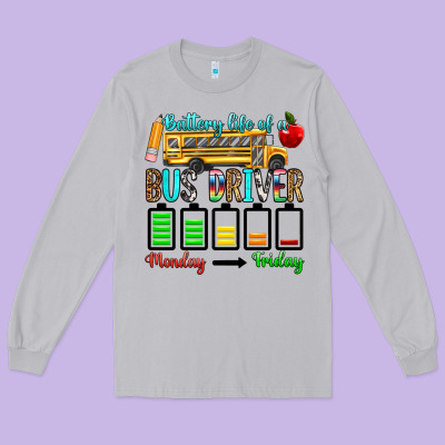 Battery Life Of A Bus Driver Long Sleeve Tee Designed By Texasbilliewilder