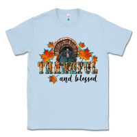 Dusty Blue thankful and blessed Classic Tee - RanaPortraitStore