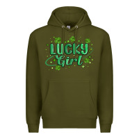 Army Green lucky girl Premium Hoodie - MaliasSmallBusiness