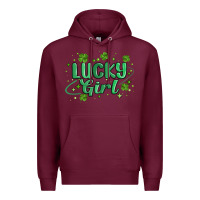 Burgundy lucky girl Premium Hoodie - MaliasSmallBusiness