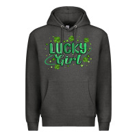Charcoal Heather lucky girl Premium Hoodie - MaliasSmallBusiness