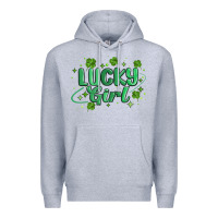 Heather Grey lucky girl Premium Hoodie - MaliasSmallBusiness