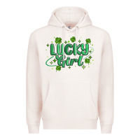 Pale Pink lucky girl Premium Hoodie - MaliasSmallBusiness