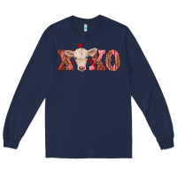 Navy xoxo charolais calf Long Sleeve Tee - RanaPortraitStore