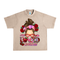 One Loved Teacher Messy Bun Urban Heavy Tee | Teevron