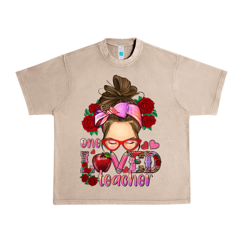 One Loved Teacher Messy Bun Urban Heavy Tee by RanaPortraitStore | Teevron