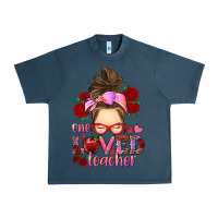 Midnight Navy one loved teacher messy bun Urban Heavy Tee - RanaPortraitStore