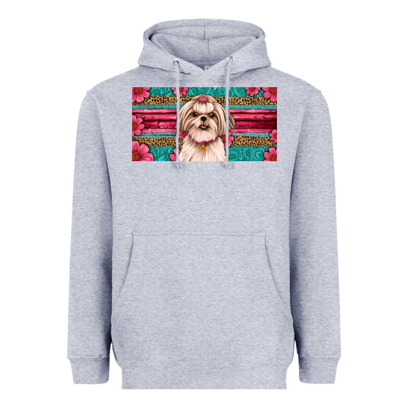 Western Shih Tzu License Plate Design Heavyweight Hoodie by JahusDesignShop | Teevron
