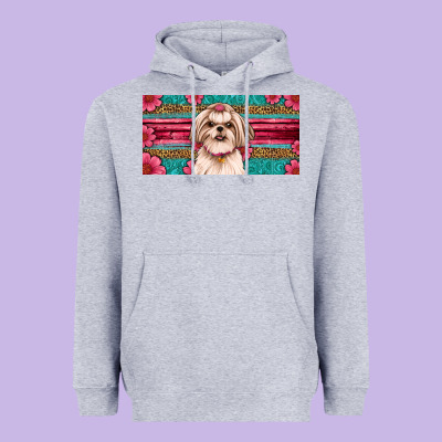 Western Shih Tzu License Plate Design Heavyweight Hoodie Designed By Jahusdesignshop