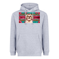 Heather Grey Western Shih Tzu License Plate Design Heavyweight Hoodie - JahusDesignShop