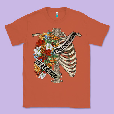 Kinda Emotionless Kinda Emotional Skeleton Chest Classic Tee Designed By Fadigitalartstudio