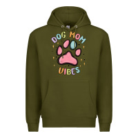 Army Green dog mom vibes Premium Hoodie - MaliasSmallBusiness