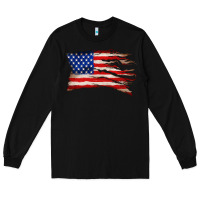 Black tattered american flag Long Sleeve Tee - Zillion Design Studio
