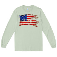 Matcha tattered american flag Long Sleeve Tee - Zillion Design Studio