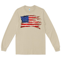 Mushroom tattered american flag Long Sleeve Tee - Zillion Design Studio