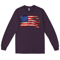 Plum tattered american flag Long Sleeve Tee - Zillion Design Studio