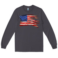 Tattered American Flag Long Sleeve Tee | Teevron