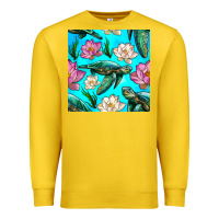 Lemon sea turtle seamless pattern Premium Sweatshirt - BundleAndBundleShop