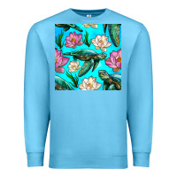 Ocean Blue sea turtle seamless pattern Premium Sweatshirt - BundleAndBundleShop
