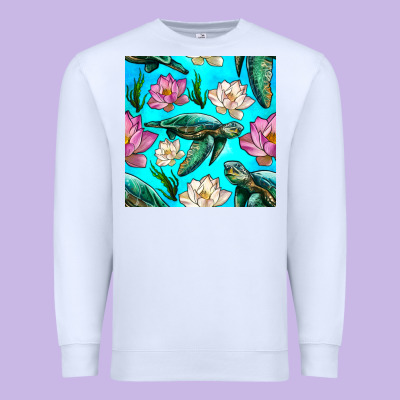 Sea Turtle Seamless Pattern Premium Sweatshirt Designed By Bundleandbundleshop