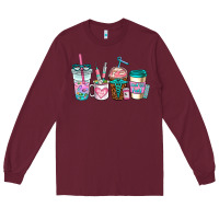 Burgundy nurse fuel coffee cups Long Sleeve Tee - AdoDesignShop