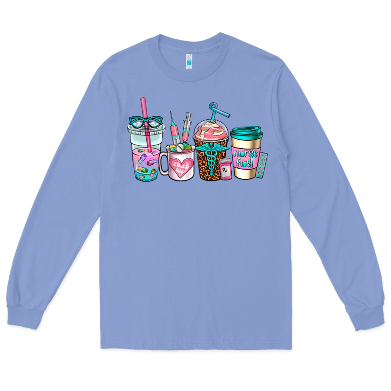 Nurse Fuel Coffee Cups Long Sleeve Tee by AdoDesignShop | Teevron
