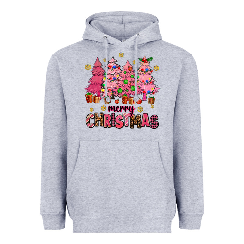 Pink Christmas Trees Heavyweight Hoodie by AdoDesignShop | Teevron
