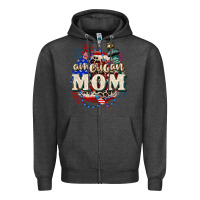 Charcoal Heather American Mom 4th of July Zipper Hoodie - CowGirlArtShop