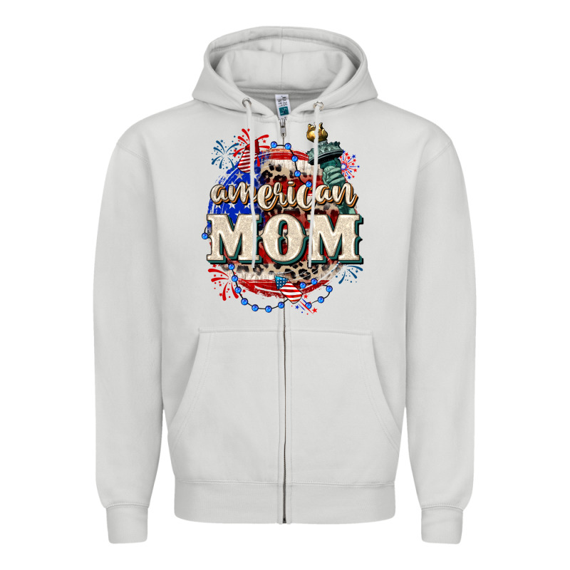 American Mom 4th Of July Zipper Hoodie by CowGirlArtShop | Teevron