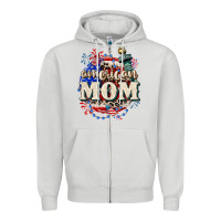 Dove Grey American Mom 4th of July Zipper Hoodie - CowGirlArtShop
