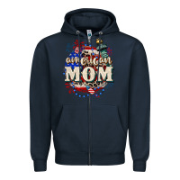 Navy American Mom 4th of July Zipper Hoodie - CowGirlArtShop