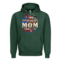 Sports Green American Mom 4th of July Zipper Hoodie - CowGirlArtShop