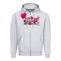 Heather Grey cupid can suck it valentine's day Zipper Hoodie - FaDigitalArtStudio