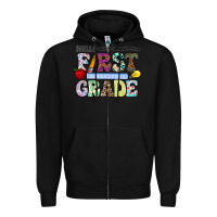 Black hellofirstgrade Zipper Hoodie - CowhideDigitalArt