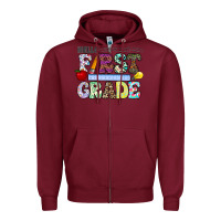 Burgundy hellofirstgrade Zipper Hoodie - CowhideDigitalArt